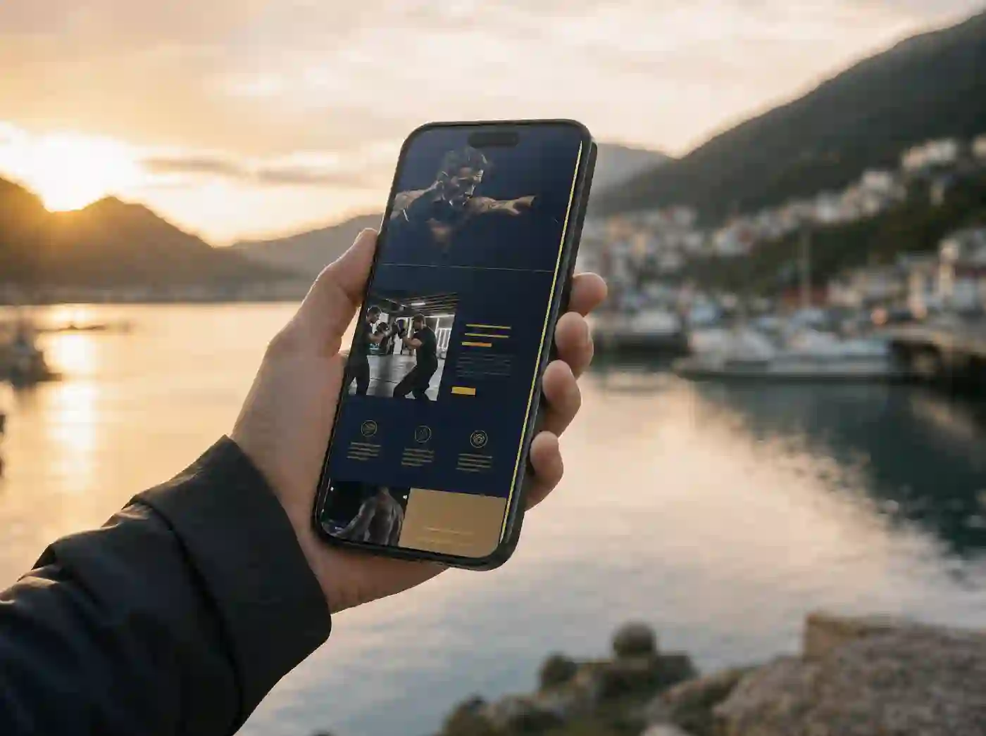 Website van Sinyo Personal Training op een telefoon.