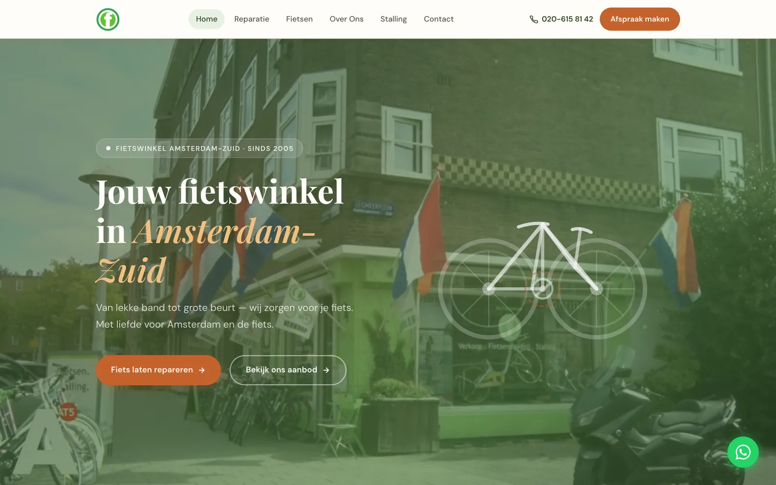 Homepage van De Fietstuin.